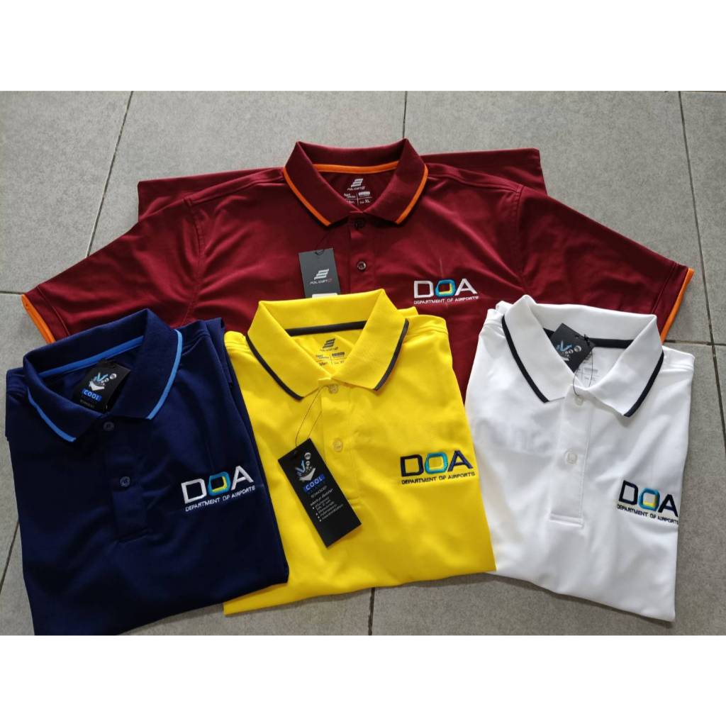 เสื้อโปโลกรมท่าอากาศยานDOA ปักหลัง ผ้าcool ไม่มีกระเป๋า ปักทุกตัวทุกสี