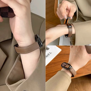【สาย+ฟิล์ม】 สำหรับ Xiaomi Band MiBand 10 9 8 สายหนังแม่เหล็ก + HD ฟิล์มป้องกันที่ชัดเจน Xiaomi Band 10 9 8 NFC สายรัด