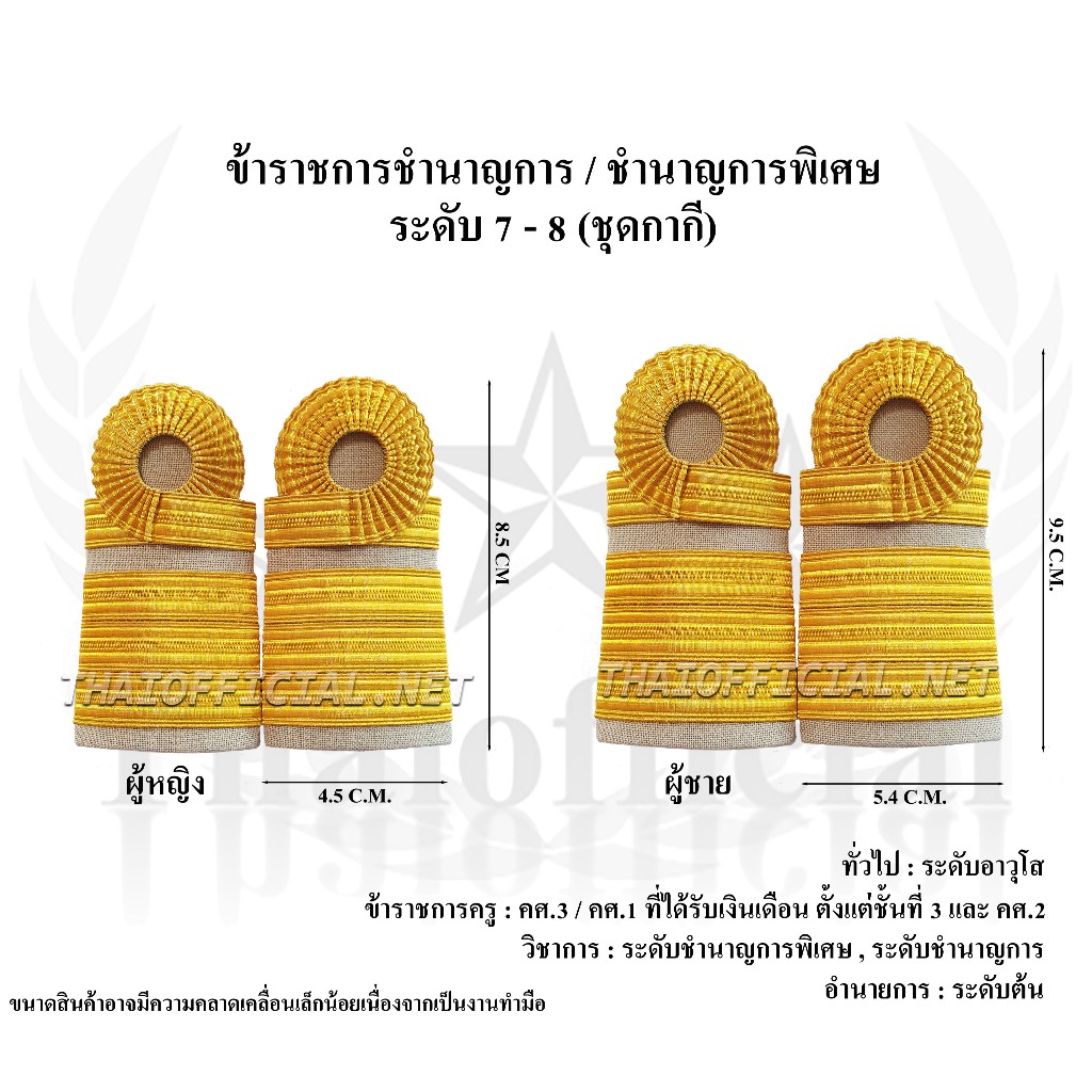 อินธนูข้าราชการระดับ 7-8 สำหรับชุดกากี