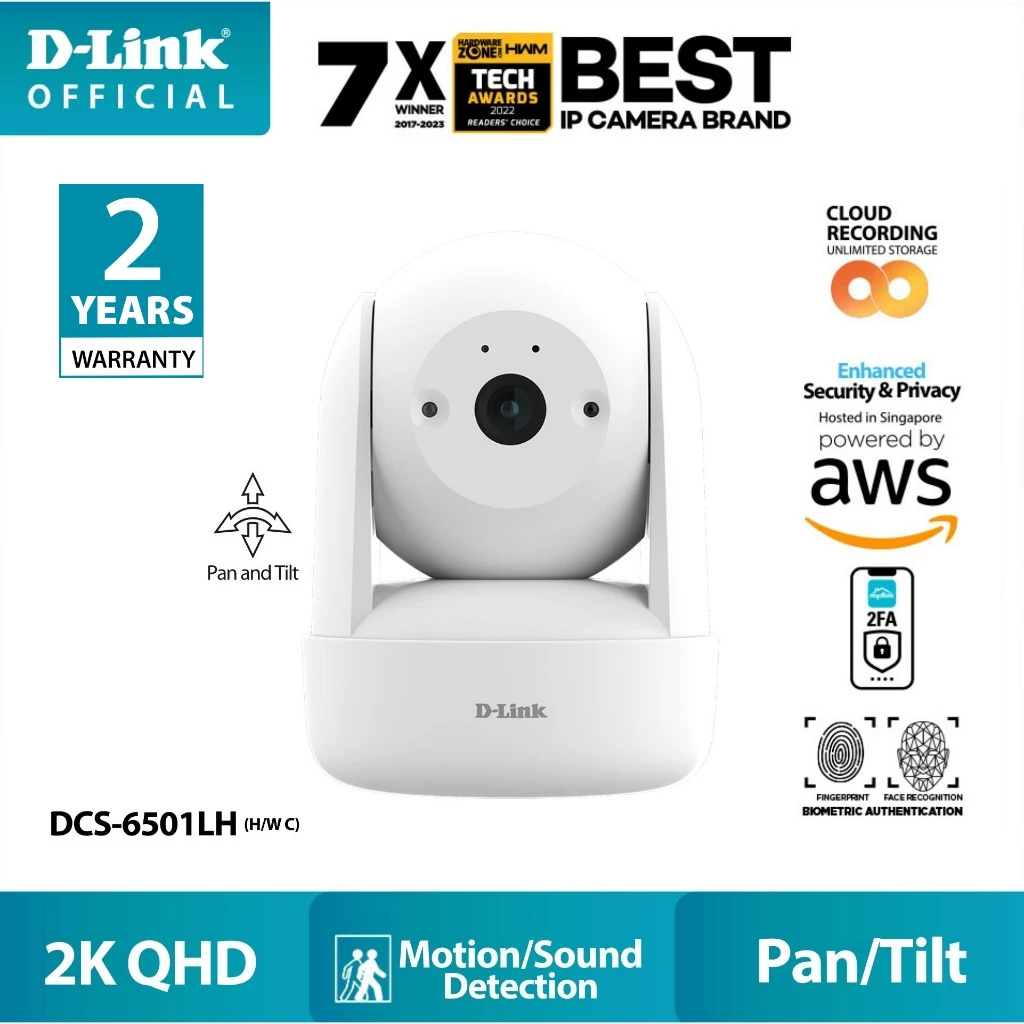 D-Link 2K 8MP Pan & Tilt Wi-Fi 6 Smart Cloud Security กล้อง IP พร้อมฟรี Cloud DCS-6501LH