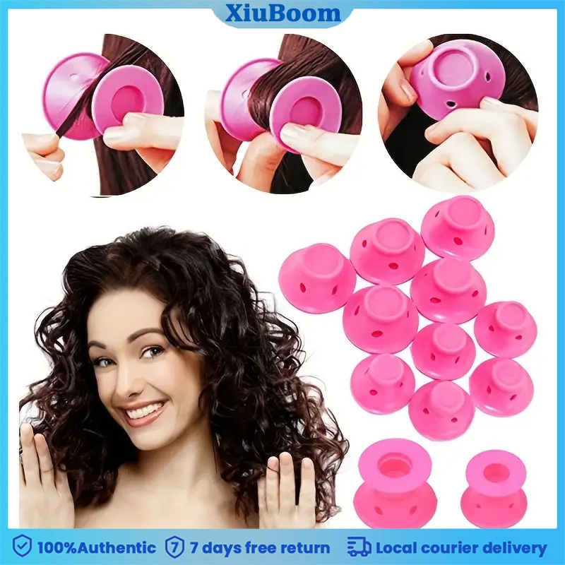 10pcsหัวเห็ดซิลิโคน  ที่ม้วนผมเครื่องม้วนผมหน้าม้าแบบขี้เกียจ เครื่องม้วนผมขณะนอนหลับ เครื่องมือจัดแต่งทรงผม