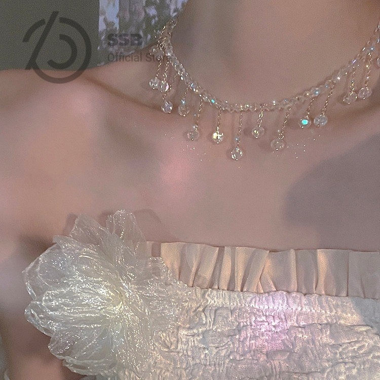 SSB ร้อยคอพู่คริสตัลแวววาว สไตล์นางฟ้า ไม่หมอง ใส่เดท-ปาร์ตี้ ของขวัญเพอร์เฟคต์ B009