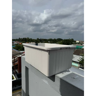 อ่างเลี้ยงปลา 65 ลิตร ท่อสีฟ้า (อ่างสีขาวครีม) 64x44x31ซ. ระบบoverflow สามารถปรับระดับน้ำ และถอดท่อเปลี่ยนน้ำได้