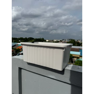 อ่างเลี้ยงปลา 65 ลิตร ท่อสีฟ้า (อ่างสีขาวครีม) 64x44x31ซ. ระบบoverflow สามารถปรับระดับน้ำ และถอดท่อเปลี่ยนน้ำได้