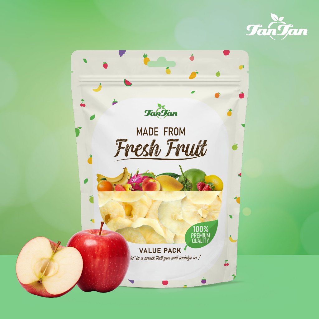 แอปเปิ้ลอบแห้ง แบบวง สูตรน้ำตาลน้อย Dried Apple Ring Low Sugar