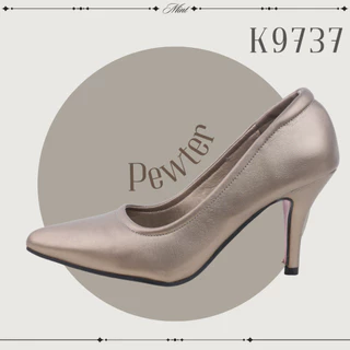 สินค้าพร้อมส่ง K9737 รองเท้าคัชชู หน้าเรียบหนังนุ่มสูง 3 นิ้ว เท้าอวบอูมใส่ได้สบาย