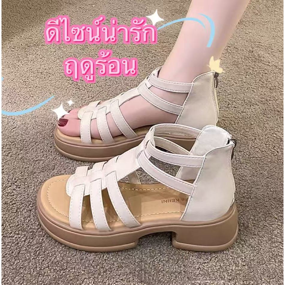 รุ่นใหม่มาแรง รองเท้าแตะโรมัน หนังนุ่ม แฟชั่น เบา ใส่สบาย ทรงงามมาก รองเท้าลำลอง ดีไซน์โดดเด่น  พร้อมส่ง  A762