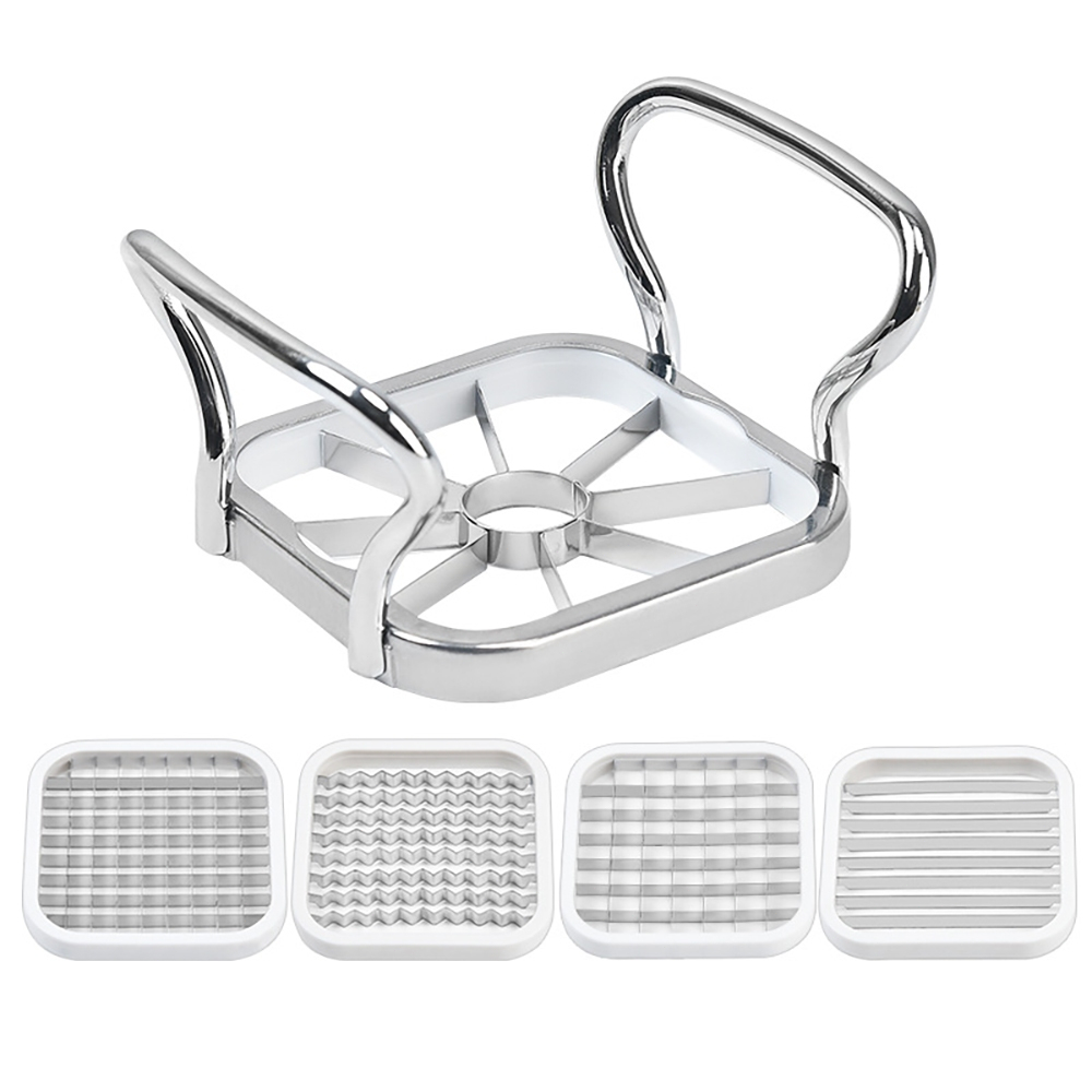 ถูกที่สุด Five-piece Household Stainless Steel Divider Grid Cutting French Fries Potato Slicer Replaceable Blades🔥 COD