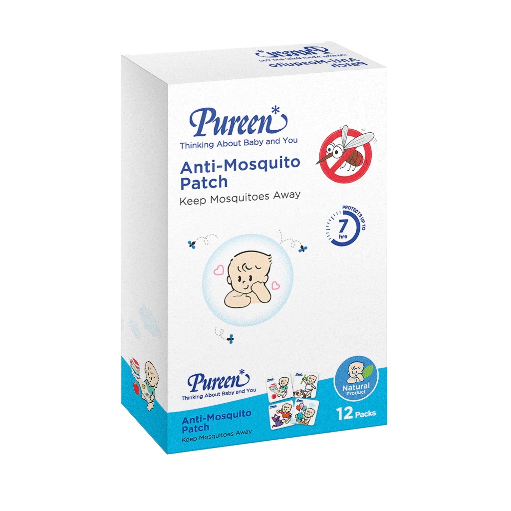 Pureen เพียวรีน แผ่นแปะกันยุง Pureen Anti-Mosquito Patch (1 กล่อง) แผ่นแปะกันยุงเด็ก