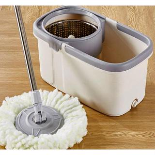 NEW Spin Mop ชุดถังปั่นสแตนเลส พร้อมไม้ถูพื้น ถังสีเทา 8999