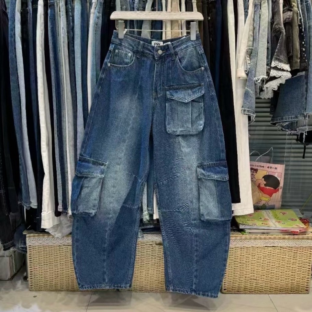 (พร้อมส่ง) Curve cut cargo jeans ยีนส์ขายาวทรงเย็บโค้งรุ่น 5593 TAG FSY 🇰🇷 - รูปที่ 3