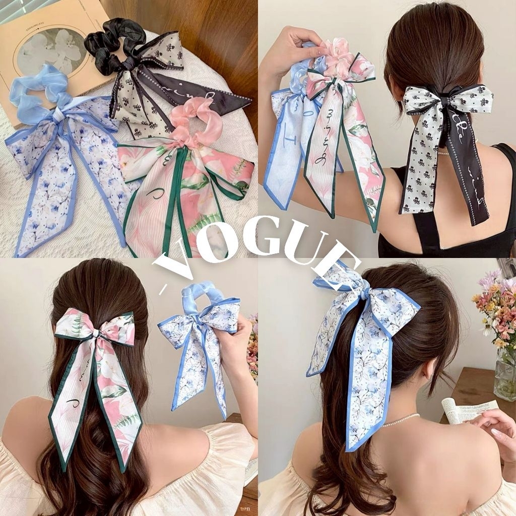 Vogue พร้อมส่ง ยางรัดผม ดีเทลแต่งโบว์สไตล์ดาหลี มินิมอล (VO-39)