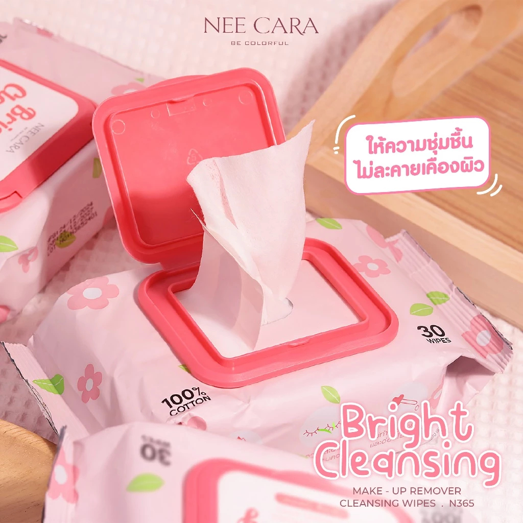 N365 แผ่นเช็ดเครื่องสำอาง Nee Cara Cleansing Makeup Remover 30 แผ่น - รูปที่ 5