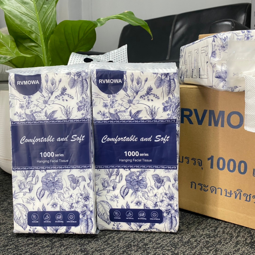 ZJ-01【ยกลัง 10 แพ็ค】กระดาษทิชชู่แบบดึง ทิชชู่แขวนผนัง หนา 4 ชั้น 1000 แผ่นต่อแพ็ค GB/T20808