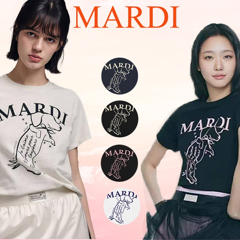 เสื้อยืดลายน้องหมา [MARDI MERCREDI] เสื้อยืดแฟชั่นผู้หญิงเกาหลีแท้ 100% ✨เตรียมจัดส่งด่วน! ✨