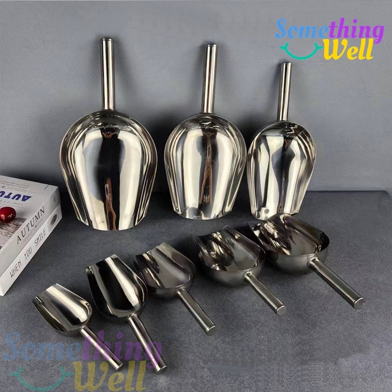 ที่ตักน้ำแข็งสแตนเลส 304 พลั่วตักข้าวสาร ตักน้ำตาล ตักของแห้ง ด้ามจับถนัดมือ ทนทานไม่เป็นสนิม