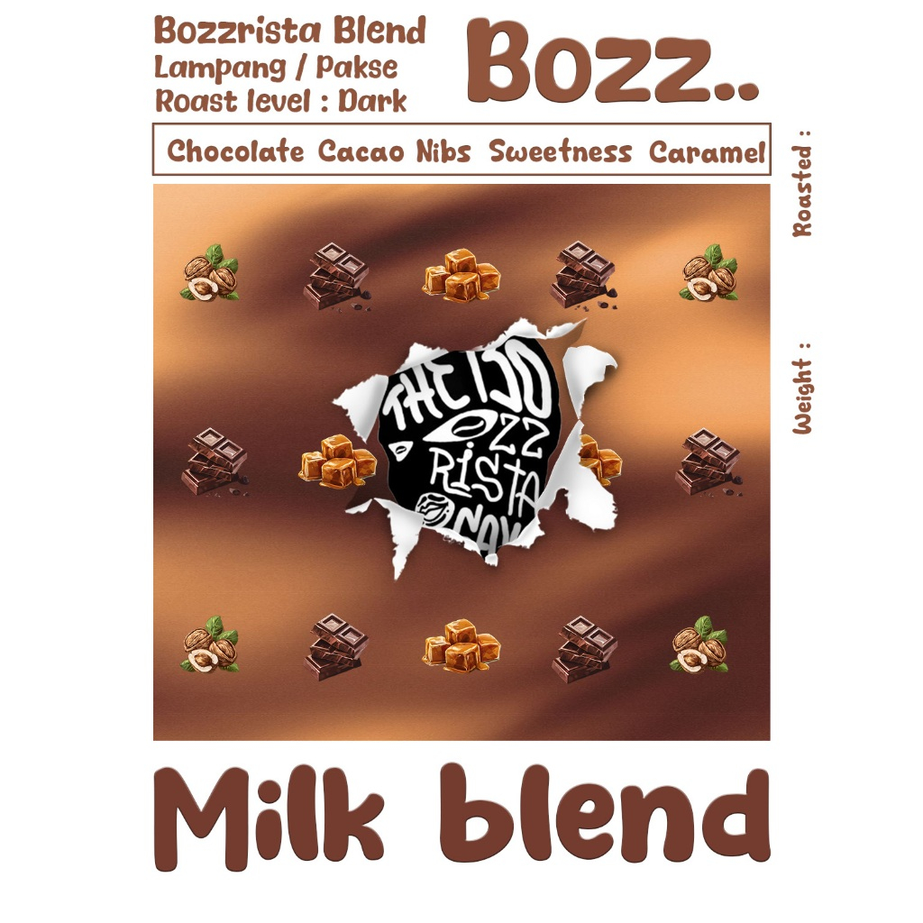 Thebozzrista Blend Coffee : Milk Blend Full-City+ (คั่วเข้ม)