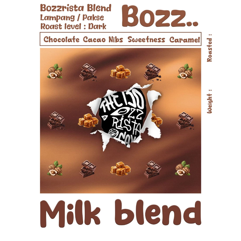 Thebozzrista Blend Coffee : Milk Blend Full-City+ (คั่วเข้ม)