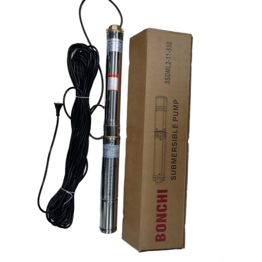 BONCHI ปั๊มบาดาล ขนาดบ่อ 3 นิ้ว รูน้ำออก 1 นิ้ว 1 แรงม้า รุ่น 3SDML550 เน้นดูดลึก 48 เมตร