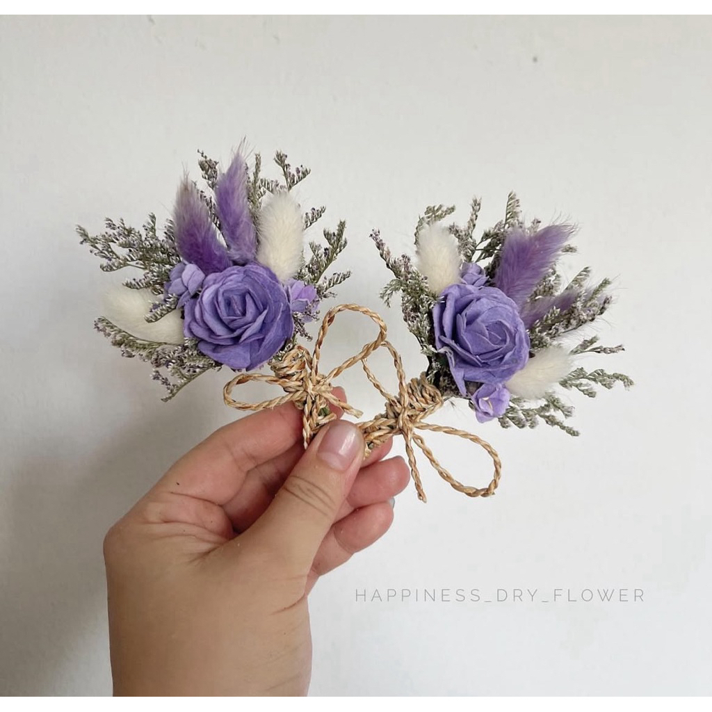 ดอกไม้ติดหน้าอกโทนสีม่วง สีนี้ขายดีมากก 😍‼️พร้อมส่ง ‼️