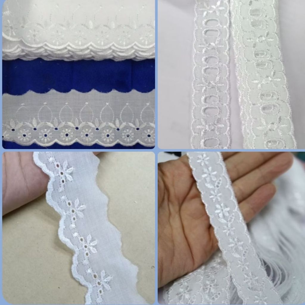 ลูกไม้ผ้าคอตตอนขายยกพับ 13-15 หลา(2 cm ถึง -3 นิ้ว)
