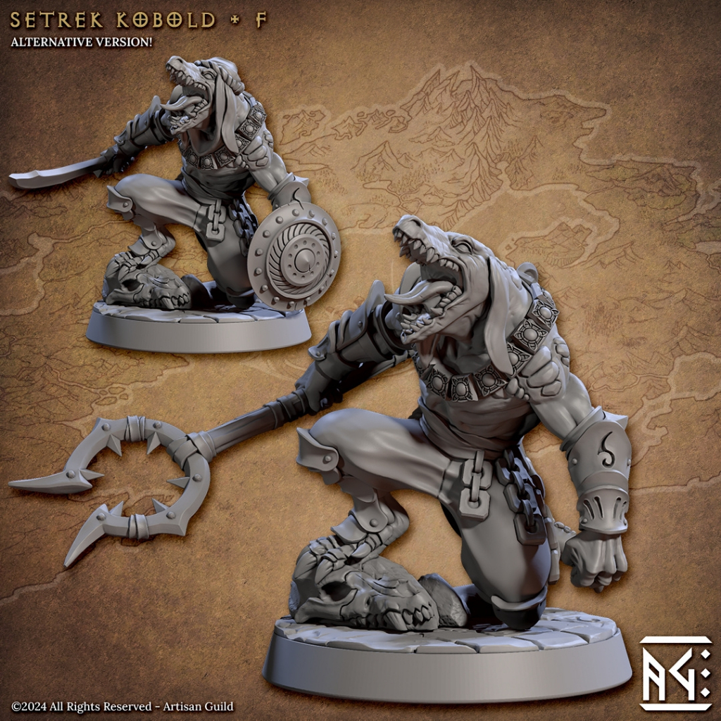Setrek Kobold F - Raid at the Temple of Ifrit - Humanoid Kobold / 32mm scale 3D printed miniature AT