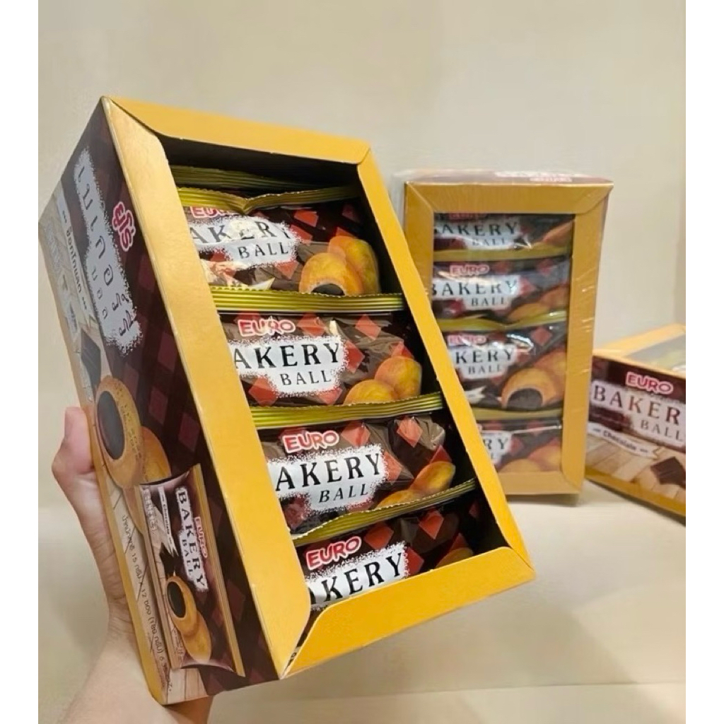 ⚠️[แบบกล่อง]⚠️ยูโร่เบเกอรี่บอล ช็อกโกแลตบอล💚แพค12ห่อ💚