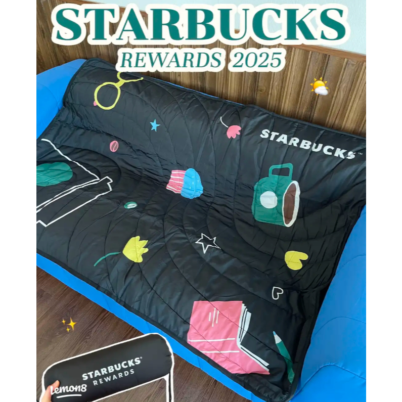 💯%Starbucks® Rewards Multipurpose Blanket ผ้าห่ม Rewards Gold 2025