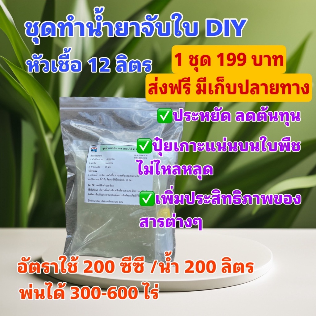 ชุดทำสารจับใบ น้ำยาจับใบ DIY หัวเชื้อ 12 ลิตร