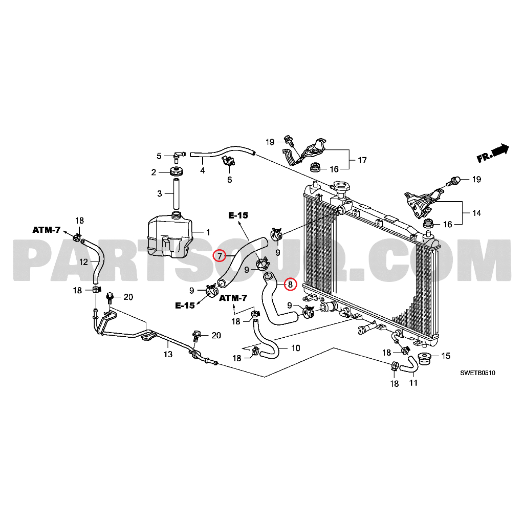 ท่อยาง เข้า ออก หม้อน้ำ ท่อยางหม้อน้ำ Honda CRV G3 2.0 ท่อหม้อน้ำ แท้เบิกศูนย์