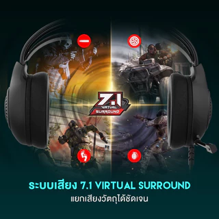FANTECH หูฟังเกมมิ่ง ระบบ 7.1 Headset Gaming มีไมโครโฟน ไฟ RGB รอบหูฟัง สำหรับเกมแนว FPS,RTS,MOB รุ่น HG25