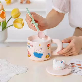 【พร้อมส่ง】 🐰"แก้วสีเทียนเกาหลี" 🐶 ฟิลคาเฟ่ หวานฝุดๆ น่ารักมากก ความจุ500ML. Lassie Decor🌺✨