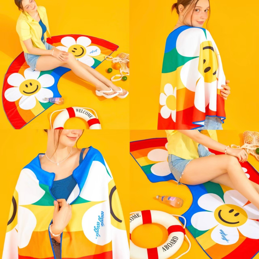 🌈 Wiggle Wiggle ของแท้ 💯ผ้าคลุมตัว สีสัน น่ารัก สดใส ชายทะเล Beach Tower  ผ้าคลุม Rainbow Smile ผ้าห