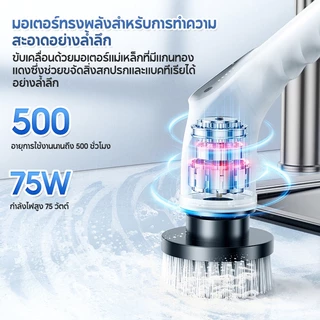 MODOFO 9-in-1 แปรงขัดห้องน้ำไฟฟ้า แปรงทำความสะอาดไฟฟ้า ฟรี9หัวแปรง อัจฉริยะ ไร้สาย การชาร์จUSB ทำความสะอาดง่าย
