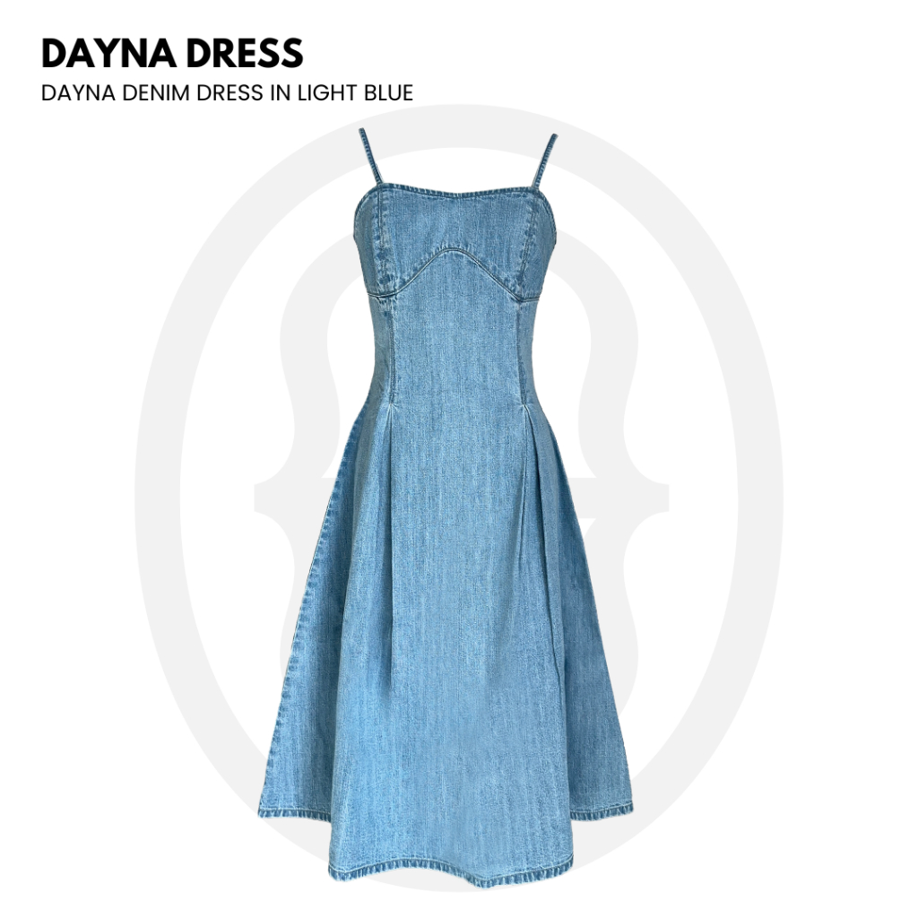 MOTTOM – DAYNA Denim Midi Dress in Light Blue ราคา ถูกที่สุด ดีลบีเคเค แกลเลอรีภาพที่ 2