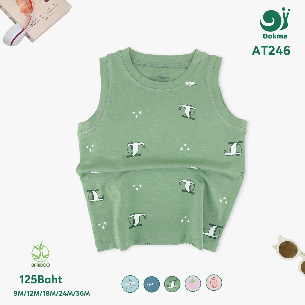Dokma (8-14.2kg) เสื้อกล้ามเด็ก AT246 ผ้าใยไผ่ Baby Tank Top Bamboo (6-9M /9-12M /12-18M /18-24M /24-36M)