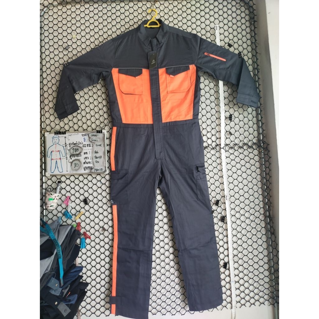 ชุดหมีช่าง ZIBEN (เอว 36"~38") สี ส้ม L to XL ไม่มีรูขาด ไม่มีรอยเปื้อน