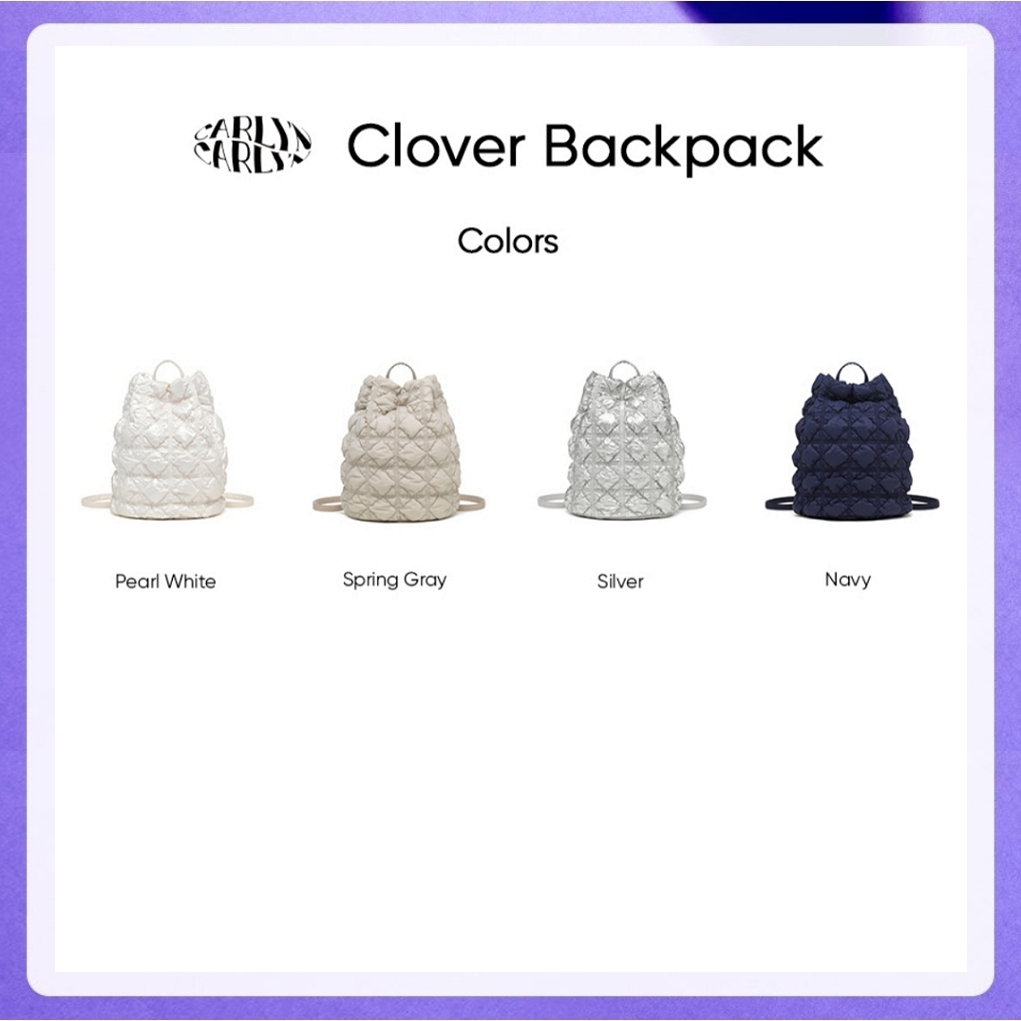 Carlyn Clover Backpack 5 Colors H74115010 (Pearl White, Spring Gray, Silver, Navy, Black)