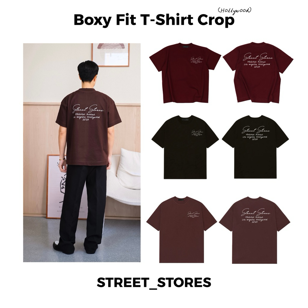 เสื้อยืดBoxy ทรงครอป คอฟิต Hollywood