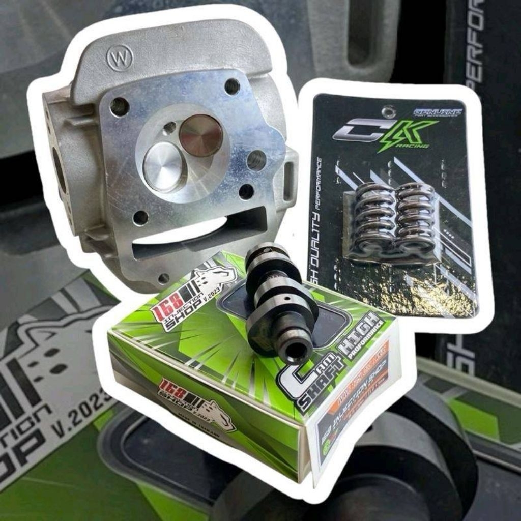 ฝาสูบ wave125 ขนาดวาล์ว28/24-30/26 พร้อมแคมแต่งช่างกอ168+สปริงวาล์วแต่งCK รุ่น เวฟ125คาบูและบังลม ส่