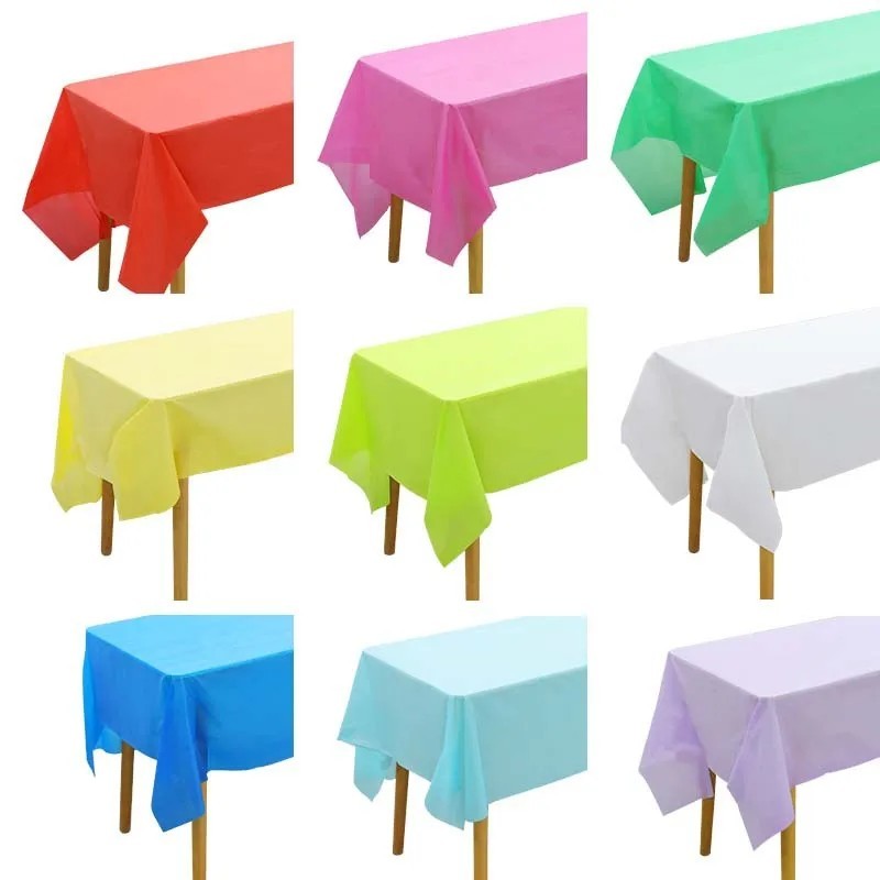 ผ้าปูโต๊ะ พลาสติกกันน้ำ พลาสติกคลุมโต๊ะ ปาร์ตี้ วันเกิด Plain Color Plastic Tablecloth Party Table Cover