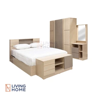 ชุดห้องนอน 5 - 6 ฟุต รุ่น Maple (เมเปิ้ล) สีโซลิดเทา | Livinghome Furniture Mall.