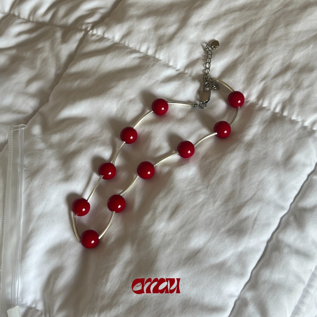 EMAU- Cherry Gummy the Elegant Red Necklace สร้อยหินสีแดงทึบสลับ ราคา ถูกที่สุด ดีลบีเคเค แกลเลอรีภาพที่ 8