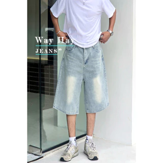 Short jeans กางเกงยีนส์ ทรงหลวม สไตล์เกาหลี แฟชั่น สำหรับผู้ชาย