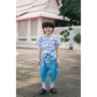 ชุดไทยเด็กผู้ชายเด็กผู้หญิง คู่พี่น้อง รุ่น"ม่านฟ้า"มี2สีฟ้า,ชมพู (สินค้าใหม่)