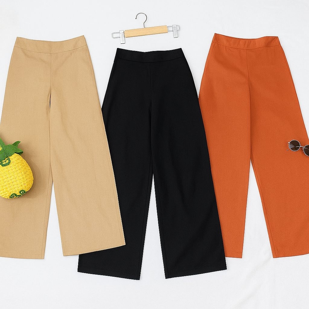 กางเกง 5 ส่วน เอวสูงผ้าลินินยืด