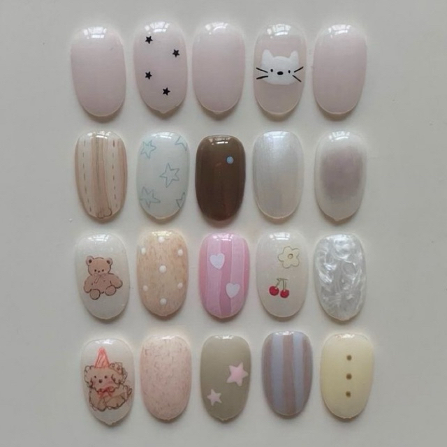nail korea minimal 🧸1️⃣( pick number)