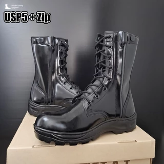 Combat Boots Side Zipper / คอมแบท รุ่น USP5+ Zip หนังขัดมันพรีเมี่ยม ใส่ซิปข้าง by Srichaigroup