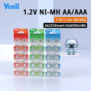 Yonii 1แผง 10ก้อน 1.5V ถ่านกระดุม LR44/AG13/L1154 LR41/AG3/192/392A LR1130/AG10/189/389A แบตเตอรี่เครื่องมือขนาดเล็ก