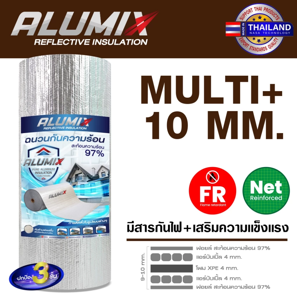 ALUMIX MULTI-LAYERS (TRP FRNS) ฉนวนกันความร้อน สำหรับหลังคา ผนัง มีสารหน่วงไฟ UL94, การดูดซับเสียง